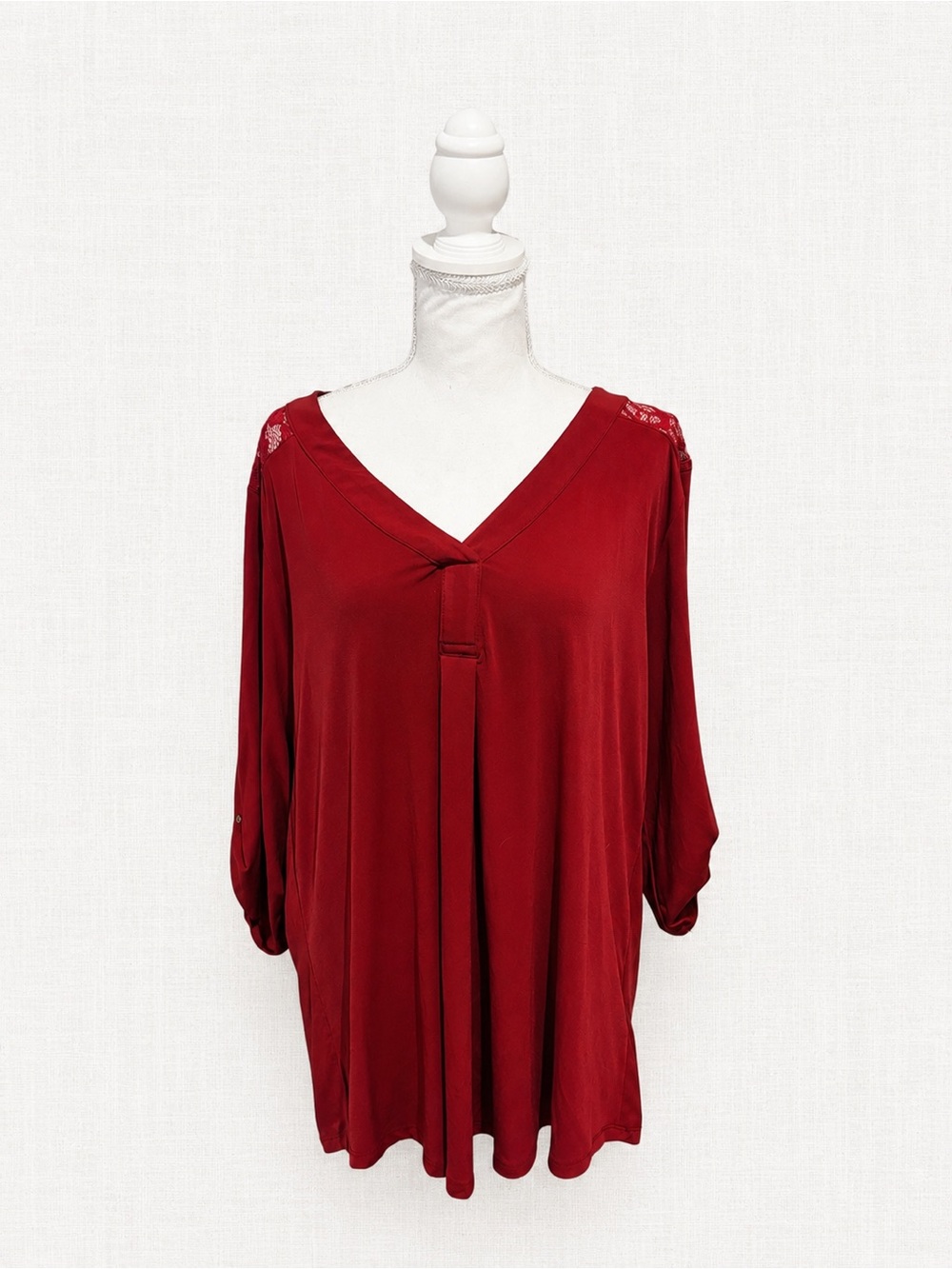 Women's V-Neck Red Sleep Tunic